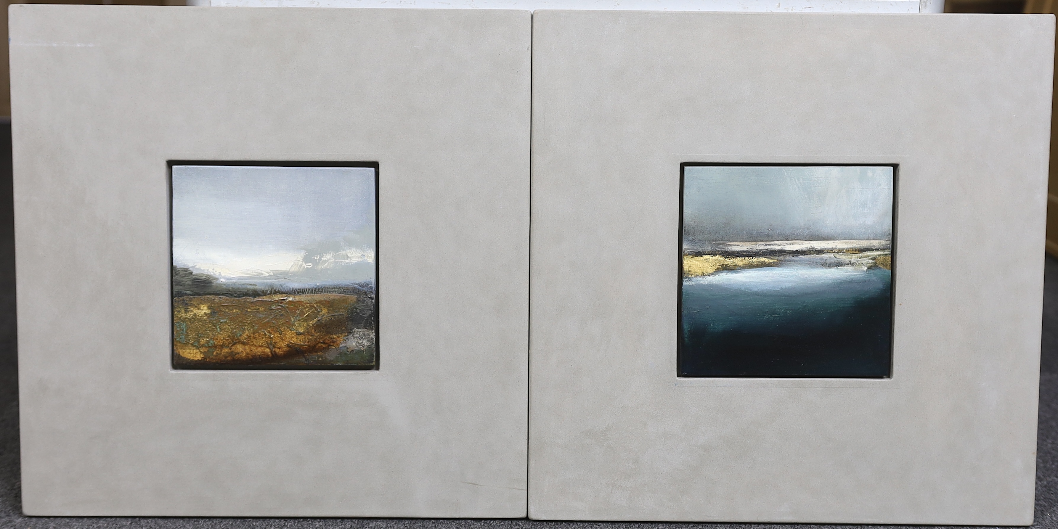 Marco Crivello (Contemporary), pair of oils on panel, 'Celtic Trace' and 'Light on the sea I', signed, titled and dated 2004 verso, 15 x 15.5cm